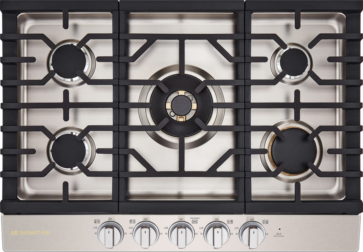 LG SIGNATURE CBGU3039X Gas Cooktop top view