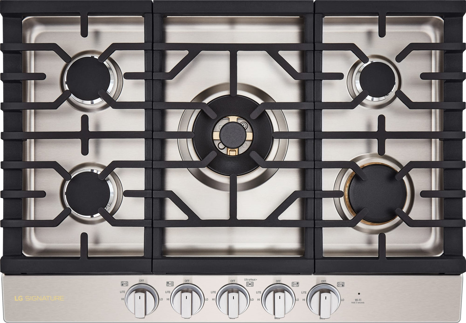 LG SIGNATURE CBGU3039X Gas Cooktop top view