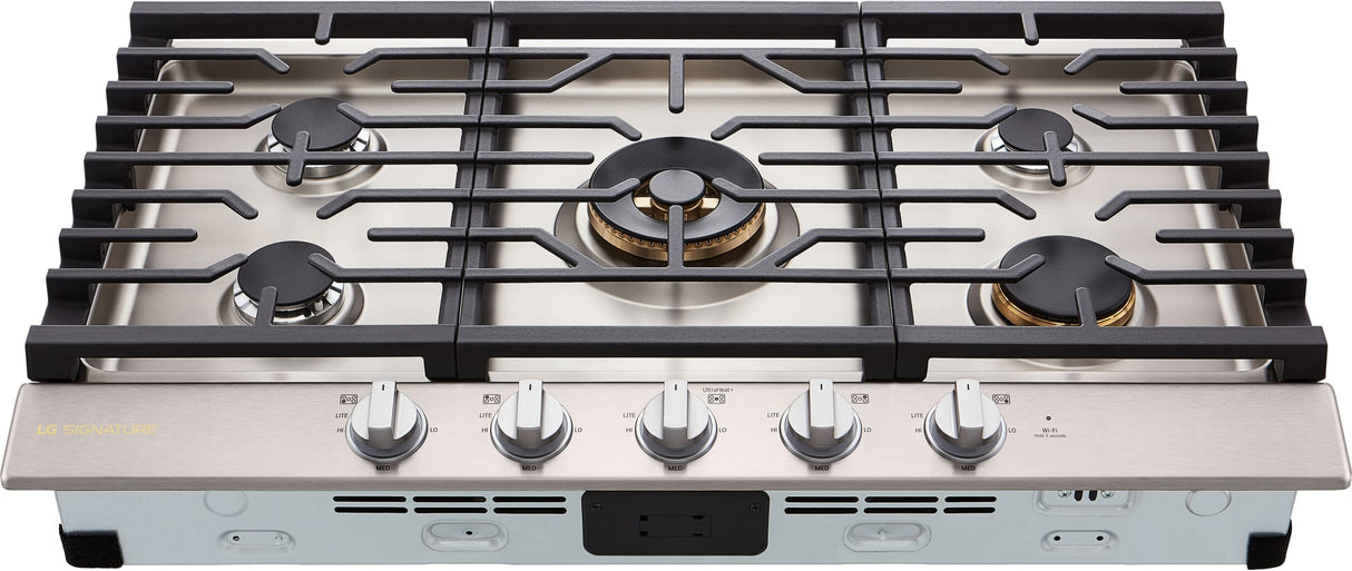 LG SIGNATURE CBGU3639X Gas Cooktop front top view