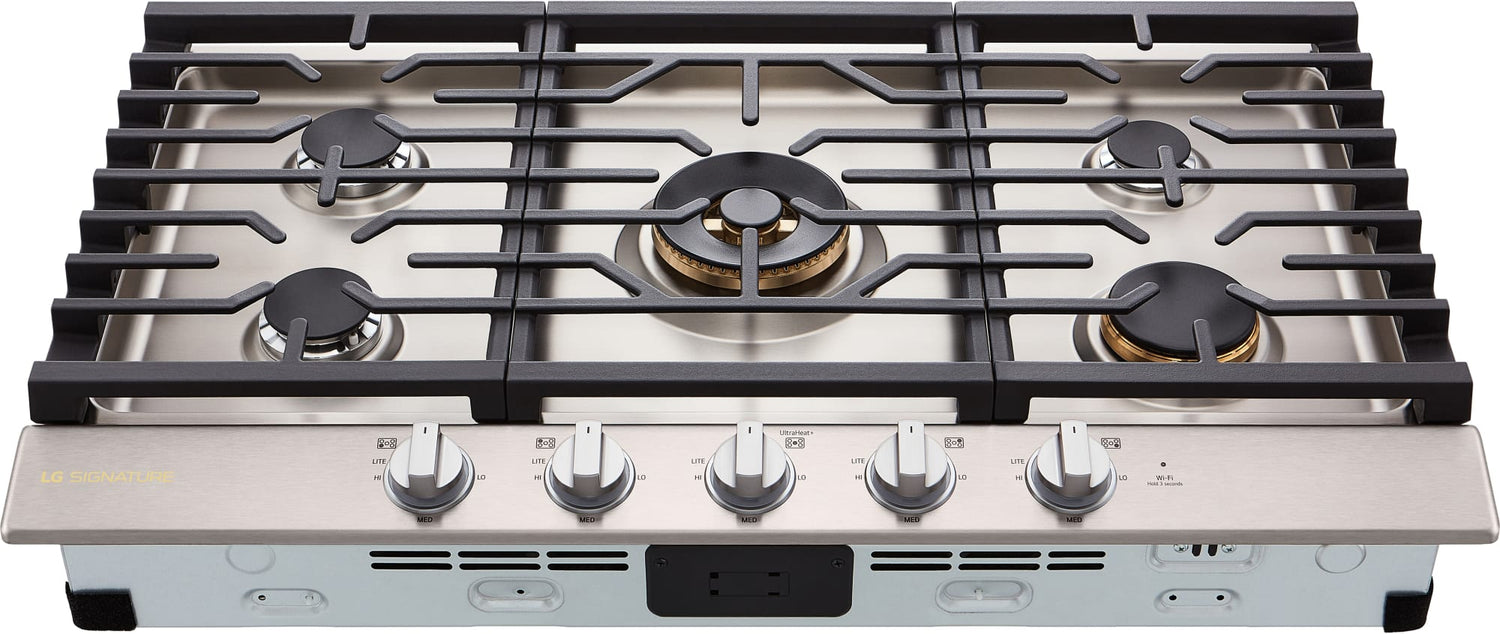 LG SIGNATURE CBGU3639X Gas Cooktop front top view