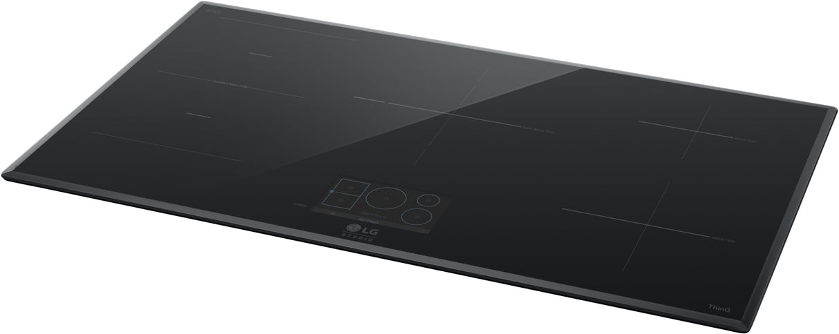 LG STUDIO CBIS3618BE induction cooktop left angle lit