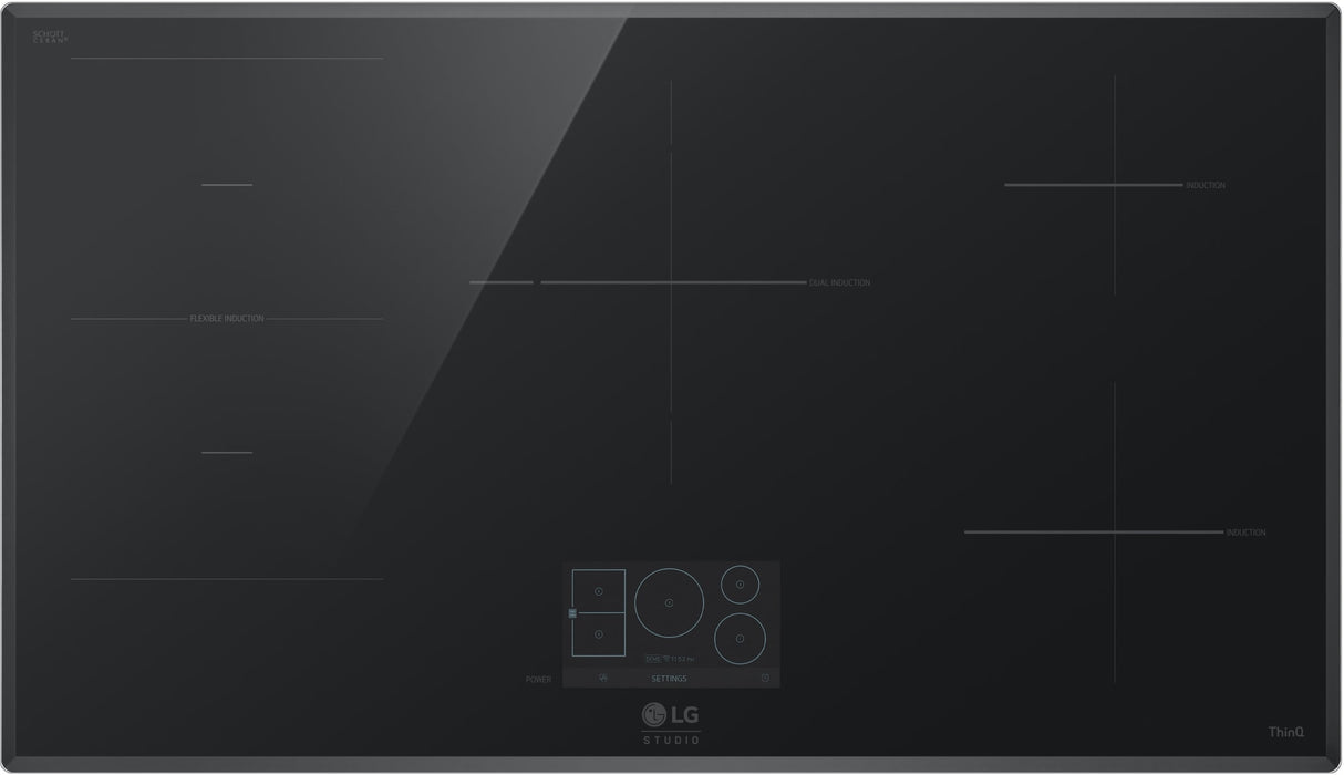 LG STUDIO CBIS3618BE induction cooktop top view lit