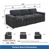 Oversized Modular Sectional Sofa 3 Piece Set For Living Room - Dark Gray