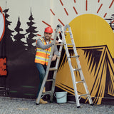 22' Aluminum Multi-Position Ladder With Wheels, 300 Lbs Weight Rating - Metallic Gray