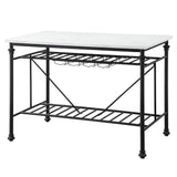 Mera - Kitchen Island - White Marble Top & Gray