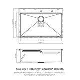 33" Drop In Kitchen Sink With Ledge Workstation, Single Bowl, 16 Gauge Stainless Steel - Black / Gray