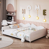 Upholstered Daybed, Sherpa Fabric Sofabed With Cloud-Shaped Backrest