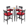 5 Pieces Outdoor Patio Bar Set, Rounded Square Table & 4 Aluminum Bar Stools