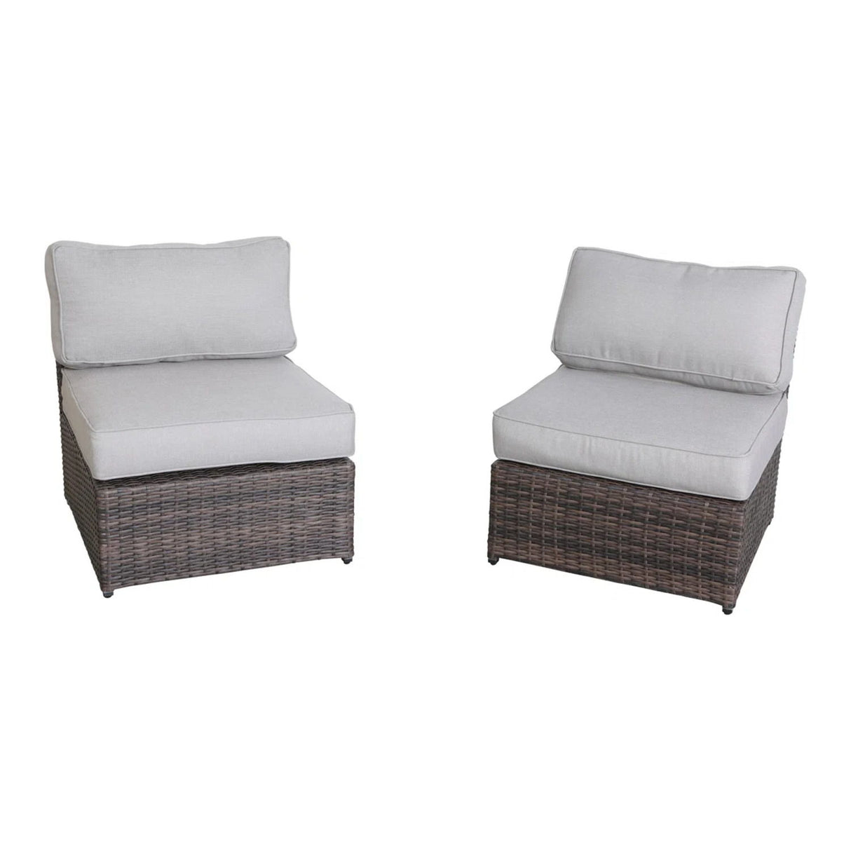2 Person Wicker Conversation Set With Cushions, Weather Resistant