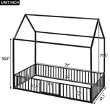 Metal House Bed With Fence And Door