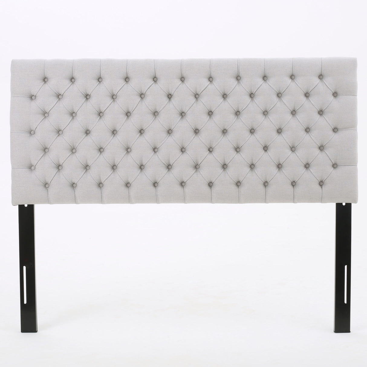 Queen Size Headboard With Button Tufting - Light Gray