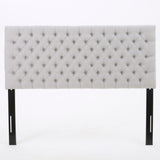 Queen Size Headboard With Button Tufting - Light Gray