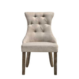 Gabrian - Side Chair Set of 2) - Two-Tone Beige Fabric & Reclaimed Gray