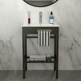 Console Sink With Legs, 24" X 18", Durable Porcela With Frame - White / Black