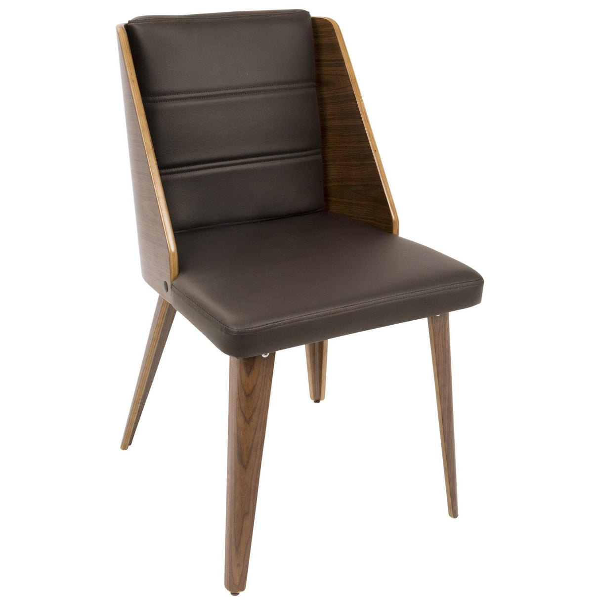 Galanti - Dining Chair (Set of 2) - Walnut Wood, Brown Faux Leather