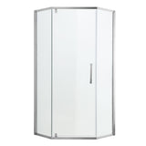 Diamond Shaped Corner Shower Door, Inward Sliding, Stainless Steel Frame