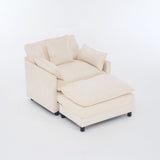 Accent Chair With Ottoman - Beige