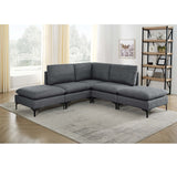 Upholstered Modular Sectional With Tall Legs, Medium Firm Seat