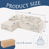 Modular Corduroy Sectional With Arched Armrests, Includes 3 Back Cushions & 2 Throw Pillows