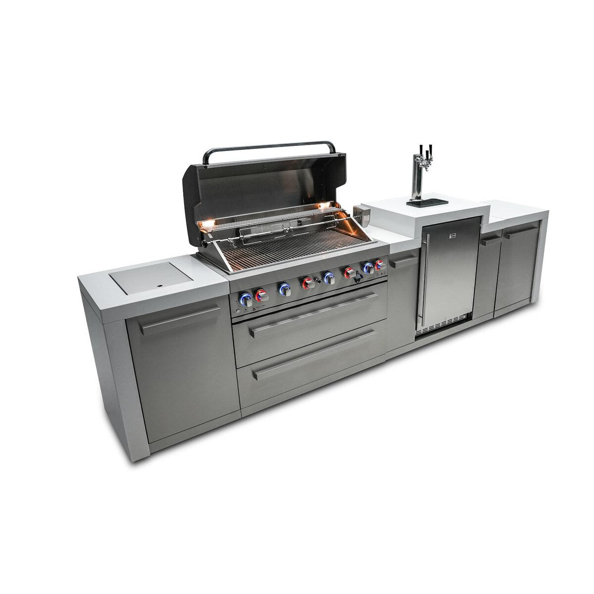 Mont Alpi Deluxe Series 12 Ft Propane Outdoor Kitchen Island w/ Side Burner & Kegerator - MAi805-DKEG