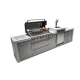Mont Alpi Deluxe Series 12 Ft Propane Outdoor Kitchen Island w/ Side Burner & Kegerator - MAi805-DKEG