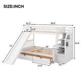 Bunk Bed With Storage Staircase, Slide, Desk, Drawers, And Shelves