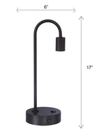 Cane - Tube Metal Task Lamp With USB - Gray Slate