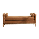 Elegant Upholstered Bench Daybed Ottoman With Bolster Pillows