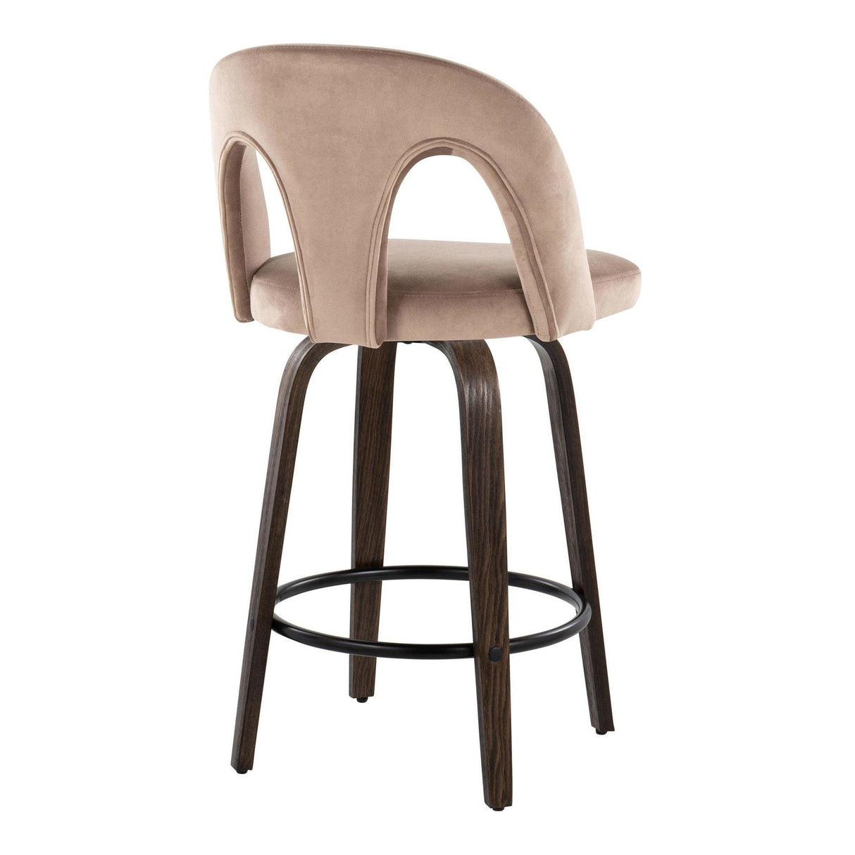 Ava - Upholstered Fixed-Height Barstool (Set of 2) - Walnut Glazed Wood Base