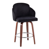 Dahlia - Contemporary Counter Stool With Velvet Seat (Set of 2) - Walnut Wood