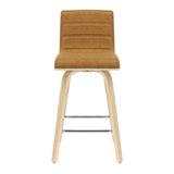 Vienna - 35.5" Swivel Counter Height Square Back Wood Bar Stool With Faux Leather Seat