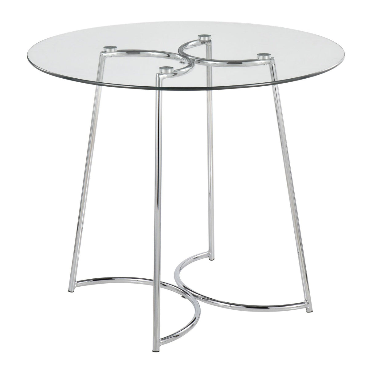 Cece - Dahlia 3 Piece Dining Set - Chrome Metal, Clear Glass, Gray Fabric