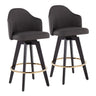 Ahoy - Counter Stool - Wood Legs And Round Metal Footrest Fabric Seat (Set of 2)