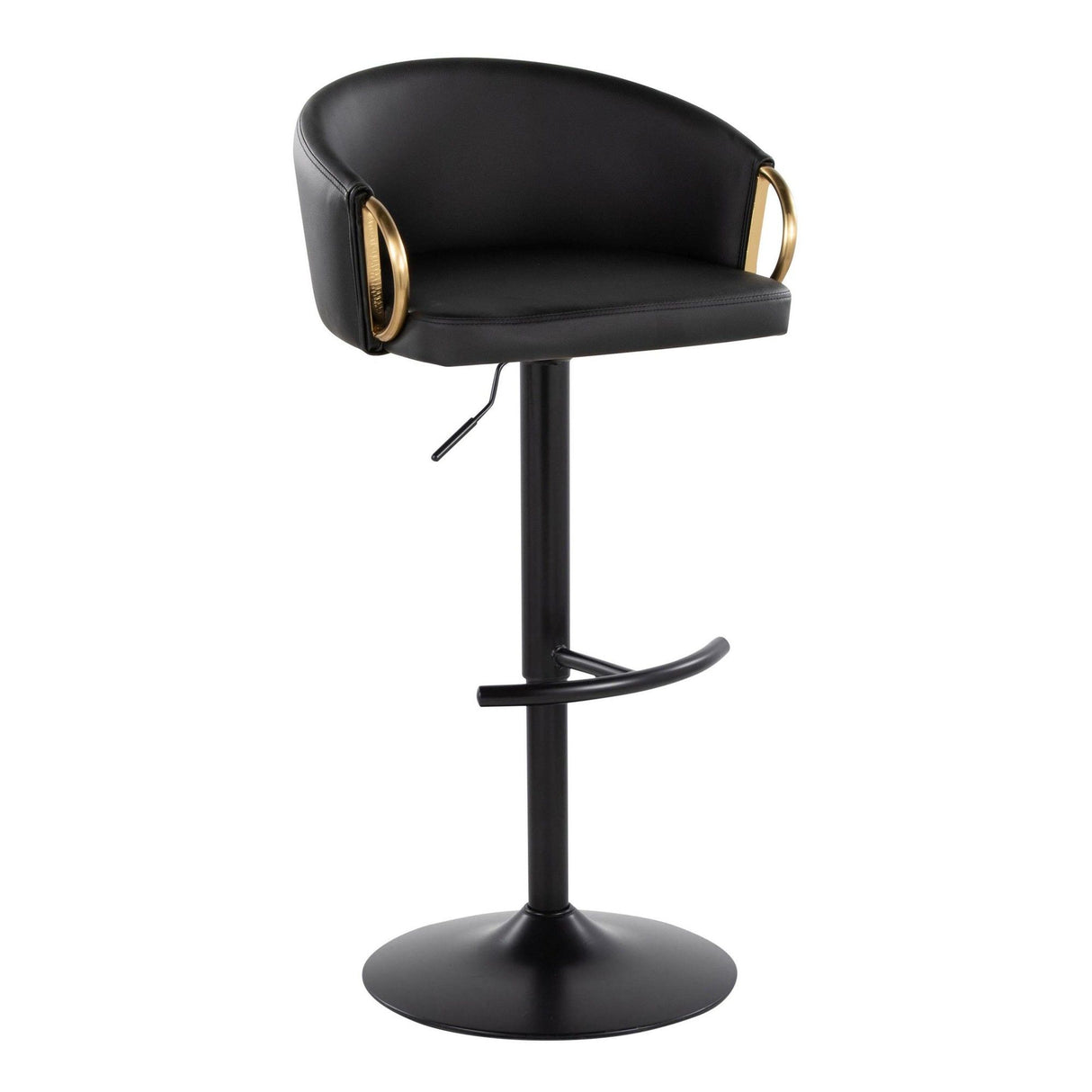 Claire - Adjustable Barstool With Rounded T Footrest (Set of 2) - Black Metal With Gold Metal Accent