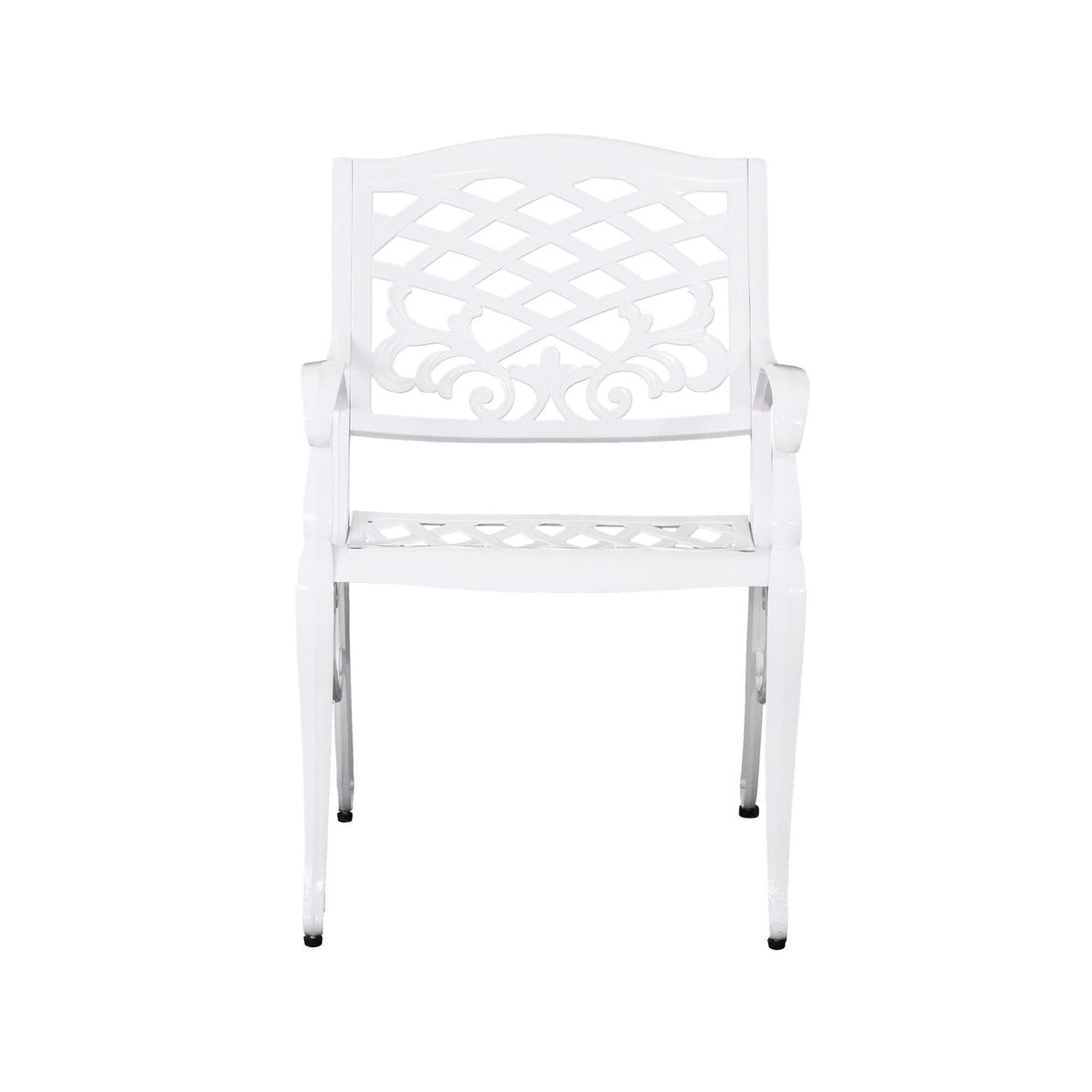 Unravel - Outdoor Arm Chair With Scroll Design And Floral Accents (Set of 2) - White