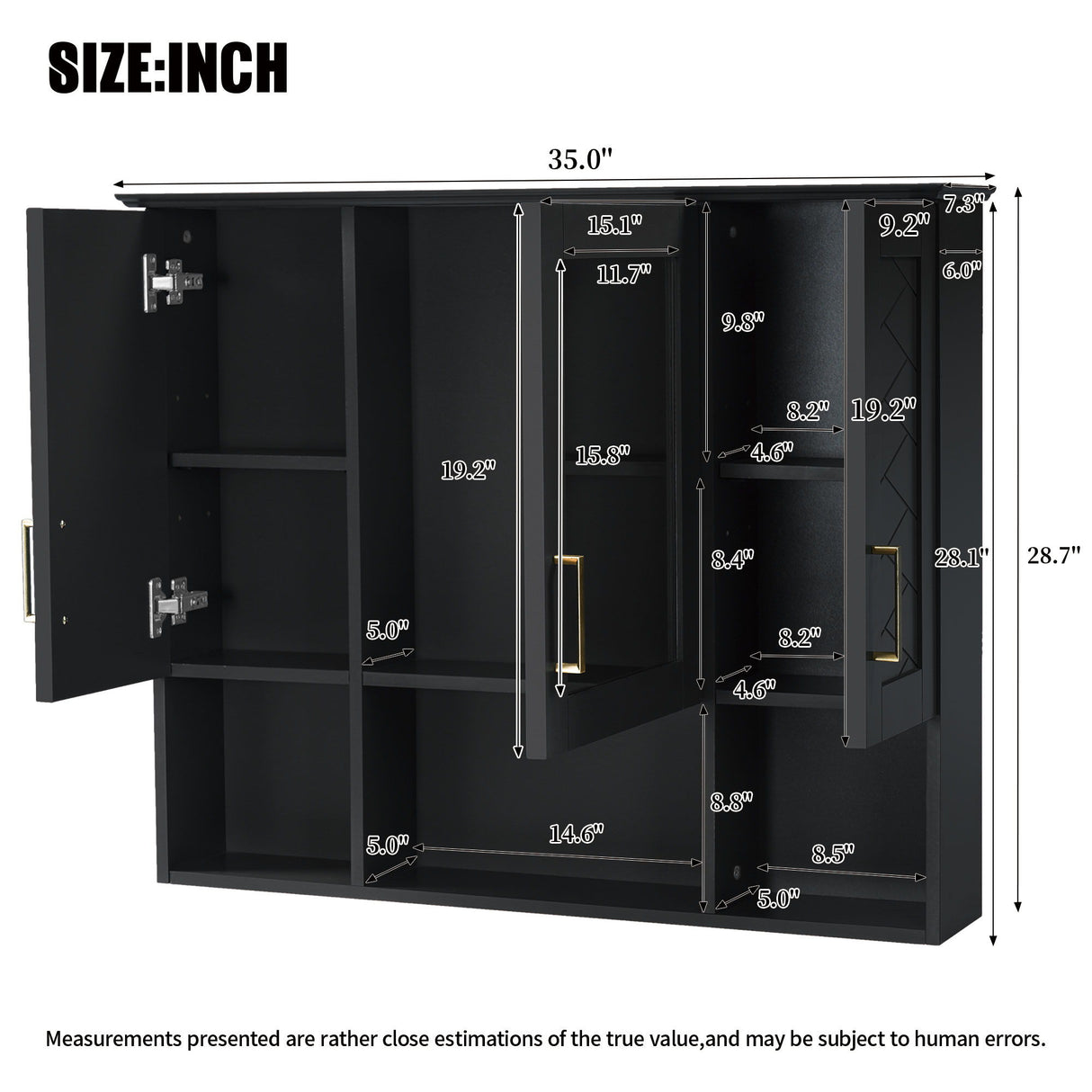 Modern Wall Mounted Medicine Cabinet With Adjustable Shelves, Soft Close Doors, High Define Mirror