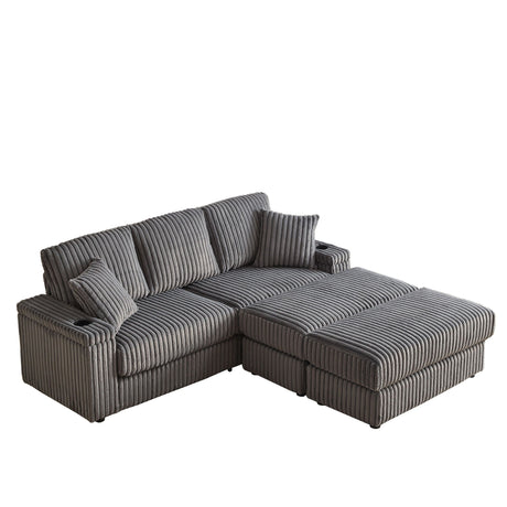 3 Seater Sofa With 2 Ottomans For Living Room