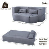 2 In 1 Convertible Full Size Folding Loveseat Couch With Soft Teddy Fabric