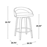 Grotto - Upholstered Fixed-Height Counter Stool (Set of 2) - Whitewashed Wood, Black Metal