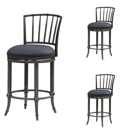 Vince - Commercial Grade Steel Frame Faux Leather Upholstered Swivel Counter Height Barstool