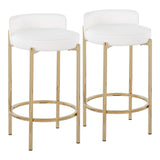 Chloe - Counter Stool - Gold Metal And White Faux Leather (Set of 2)