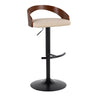 Grotto - Adjustable Barstool - Black Metal, Walnut Wood