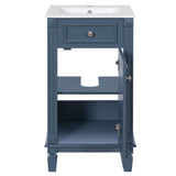 Bathroom Vanity With Sink, Freestanding Single Vanity Set, Soft-Closing Door, Adjustable Shelf - Blue