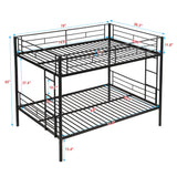 Full Over Full Modern Metal Bunk Bed With Trundle - Black