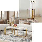 HD-3156 - 3 Piece Coffee Table Set - Marble/Gold