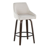 Hannah - 26" Fixed-Height Counter Stool With Swivel And Round Black Metal Footrest (Set of 2) - Walnut Glazed Wood