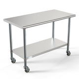 24" x 48" 18-Gauge 304 Stainless Steel Commercial Work Table with Casters, CT2448-18C.
