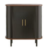 Fluted Wine Bar Cabinet With 8 Grid Wine Rack, 5 Level Adjustable Shelves, 2 Glass Holders