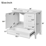 Bathroom Vanity, Modern Bathroom Cabinet With Sink Combo Set, Bathroom Storage Cabinet With A Soft Closing Door And 3 Drawers, Solid Wood Frame