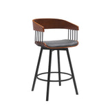 Athena - Swivel Walnut Metal Stool